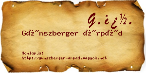 Günszberger Árpád névjegykártya
